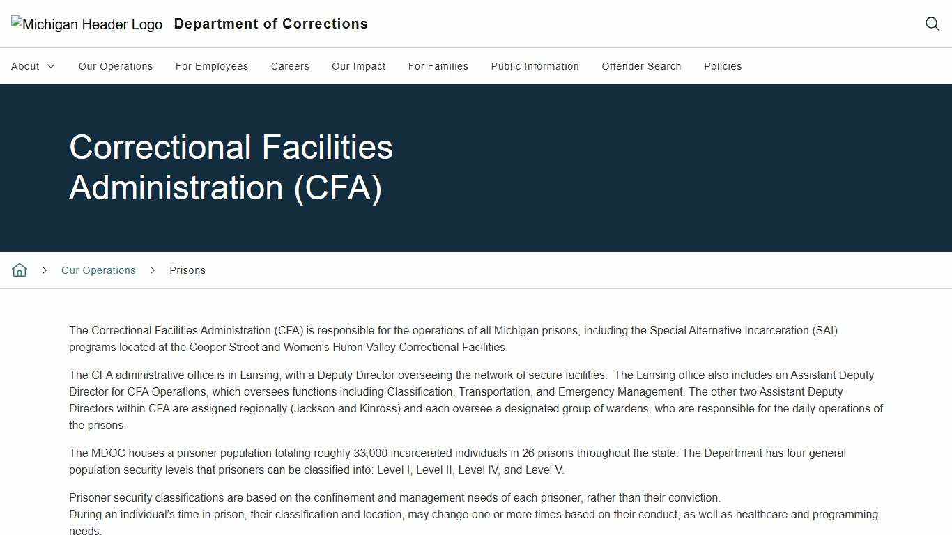 Correctional Facilities Administration (CFA)