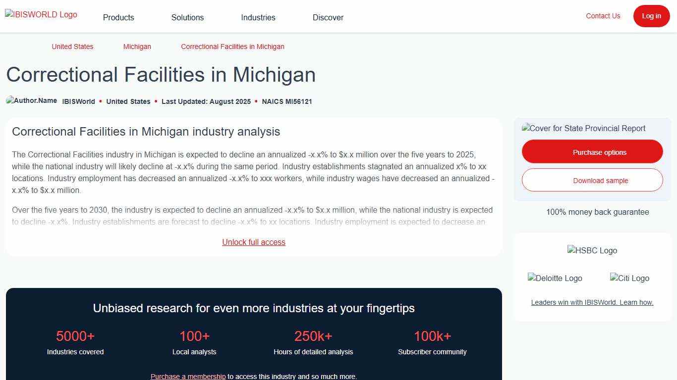 Correctional Facilities in Michigan - Market Research Report (2015-2030) | IBISWorld